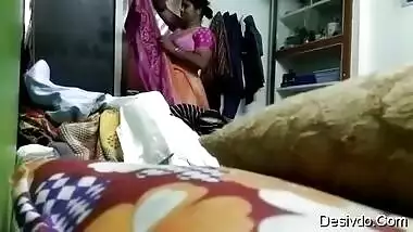 Desi tamil mom chenging n saree wearing record by Secretly
