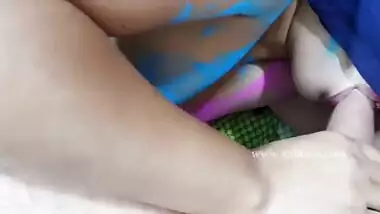 Haryanavi couple celebrates Holi with cum
